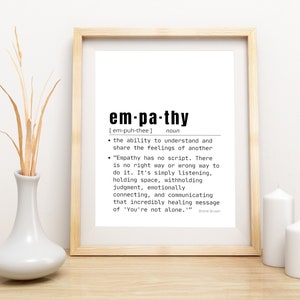 Dictionary Definition Print Minimalist Design Poster of Empathy With Brene Brown Quote for Your ...