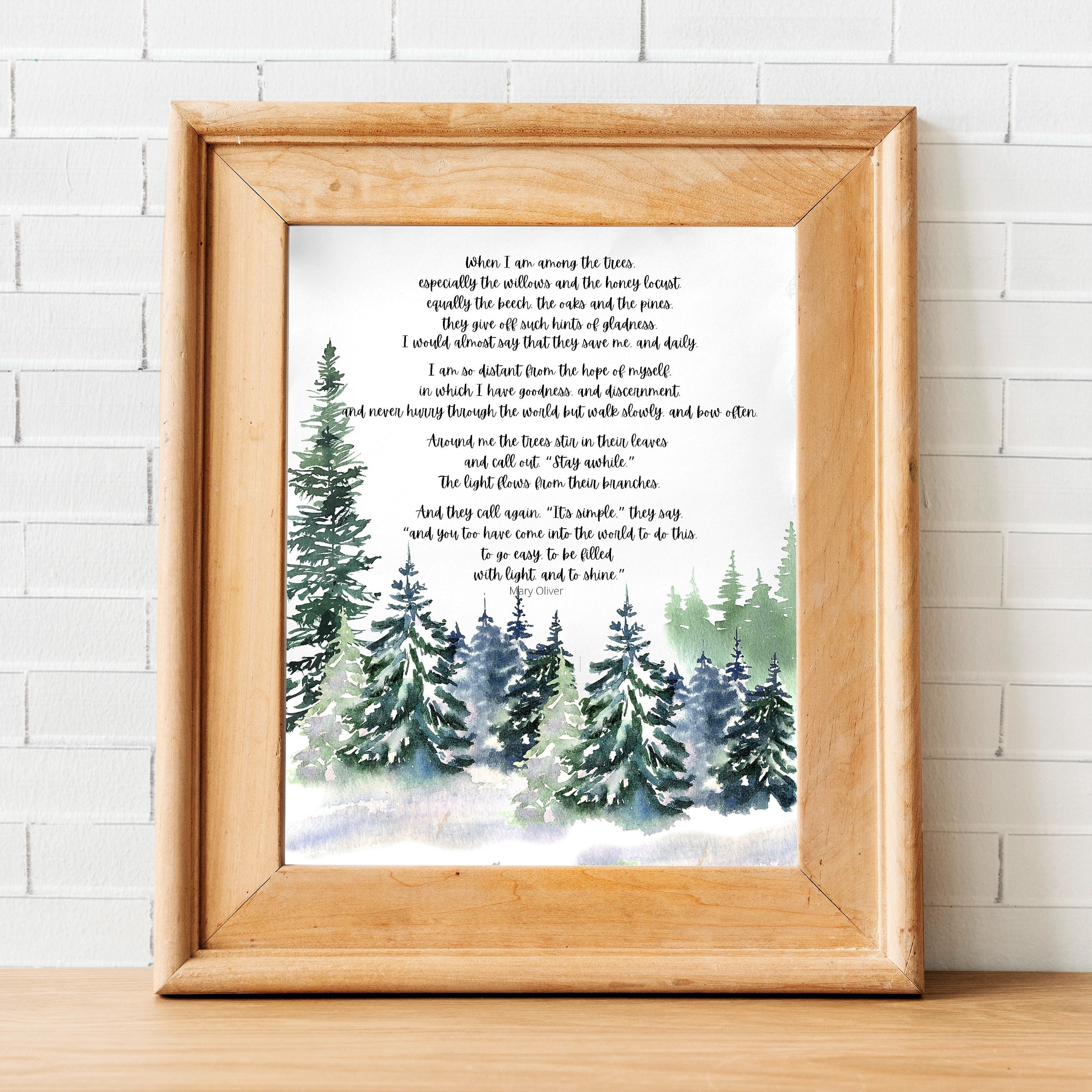 Mary Oliver Poem When I Am Among The Trees American Poetry Etsy Canada