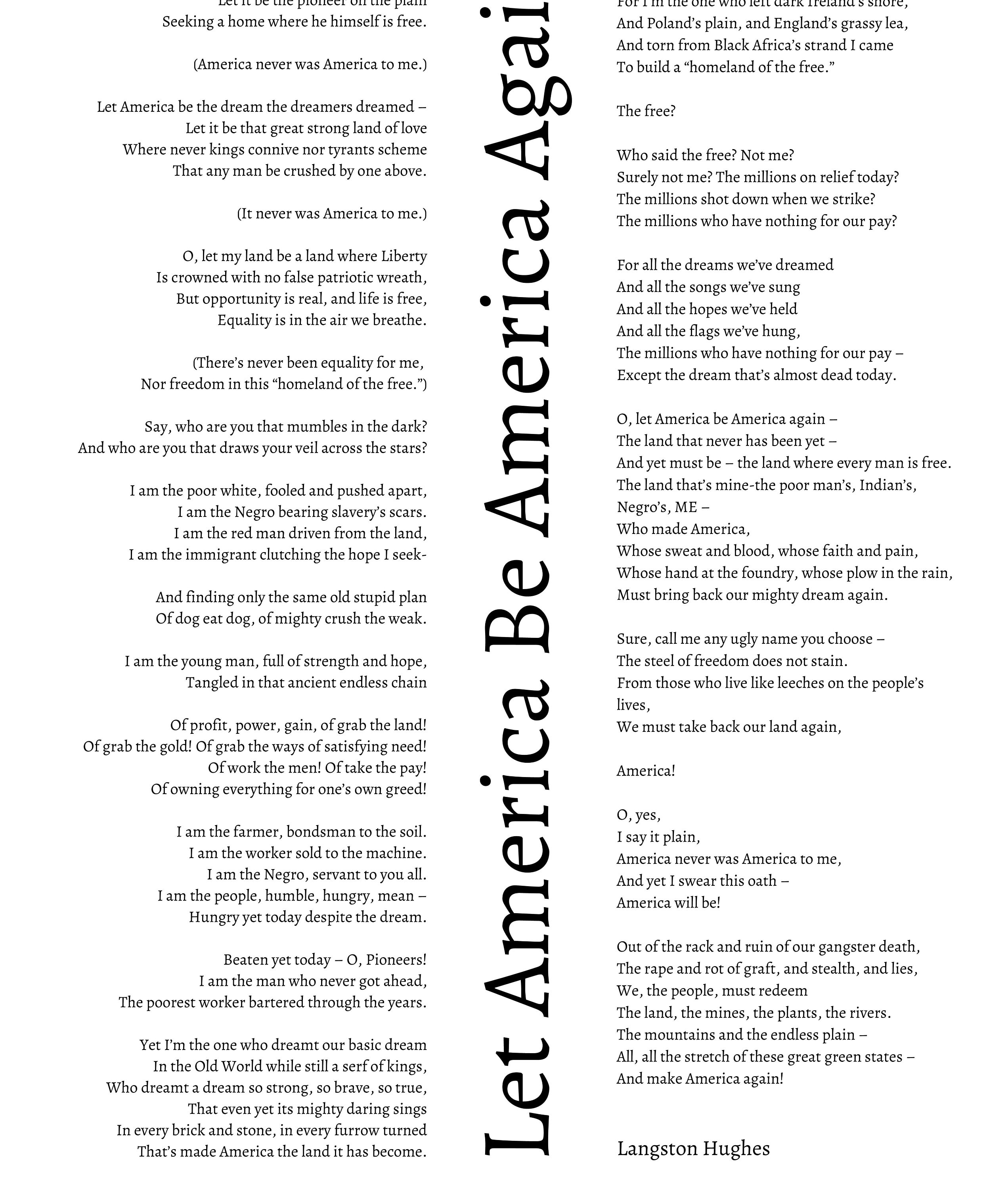 Let America be America again Langston Hughes Black Poetry Etsy
