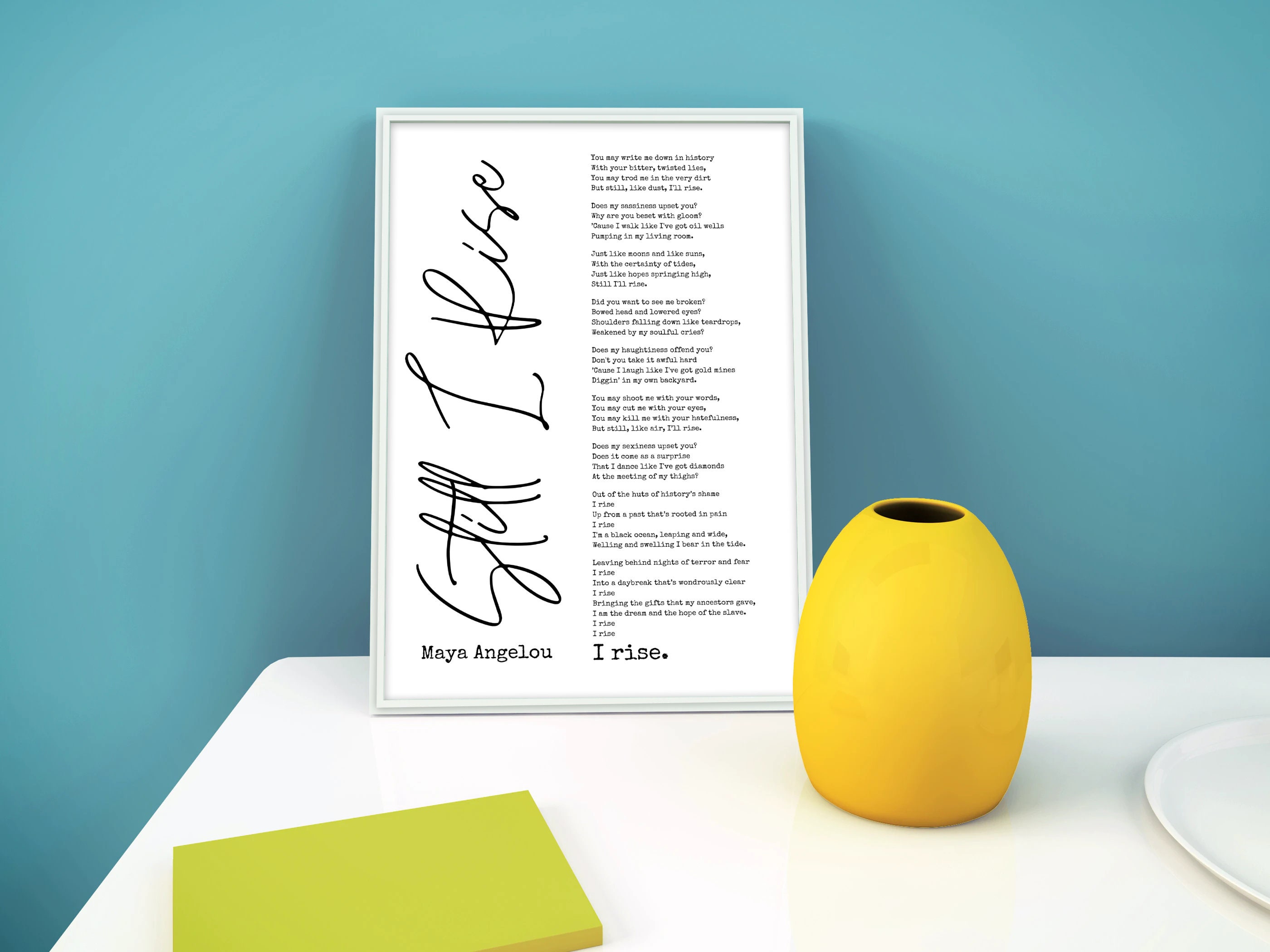 Still I Rise by Maya Angelou Poem Poster Print, Inspirational Poetry ...