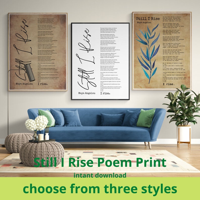 Still I Rise By Maya Angelou Poem Poster Print Inspirational Poetry