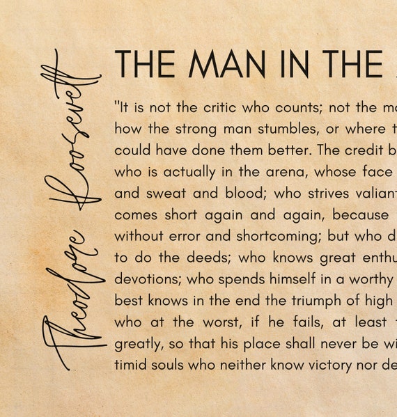 composiet zo segment Inspirational the Man in the Arena Theodore Roosevelt Quote - Etsy