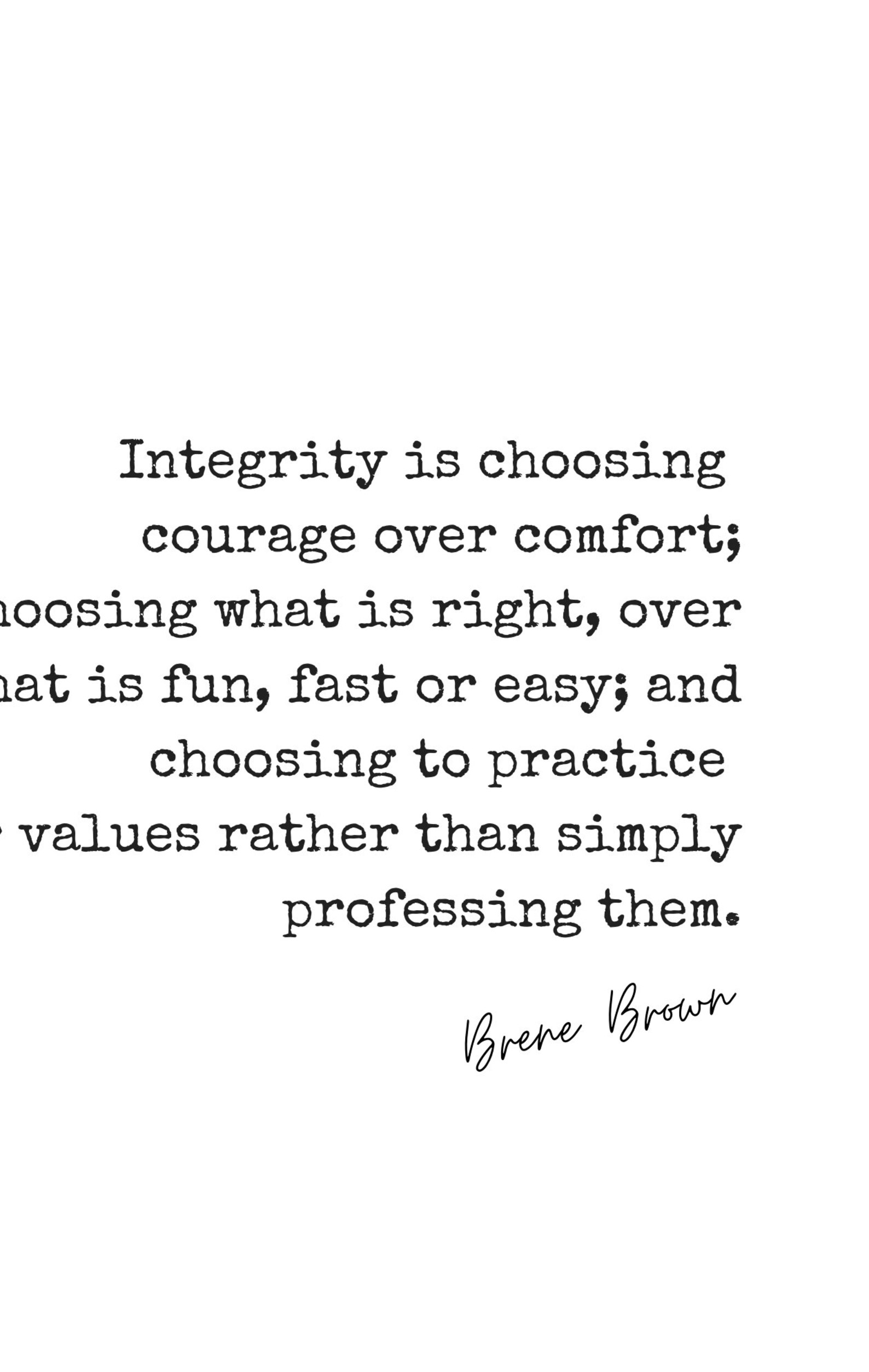 Brene Brown quote poster print Courage over Comfort Etsy