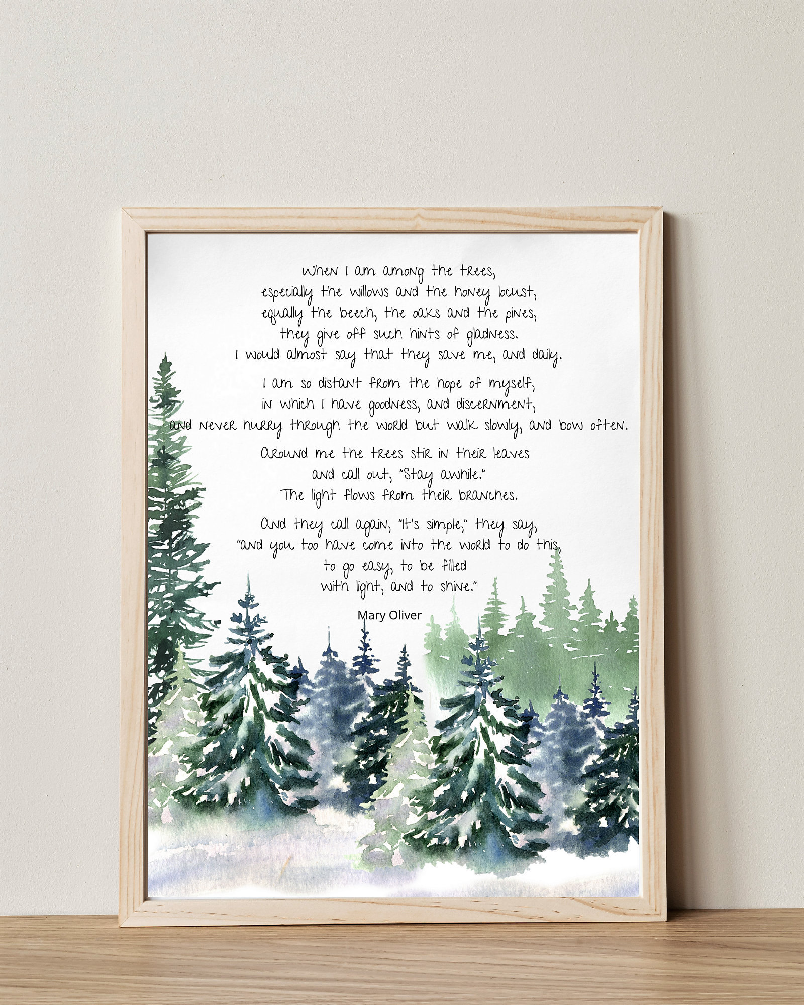 Mary Oliver Gedicht When I am Among the Trees Amerikanische Etsy.de