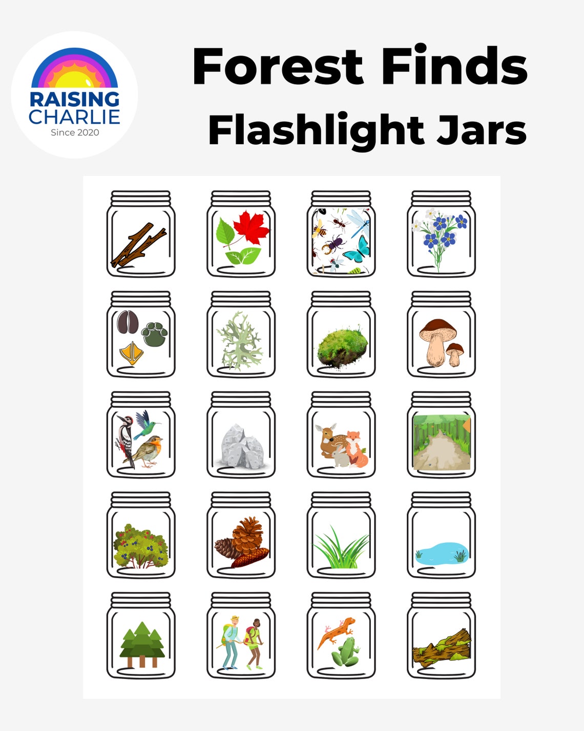 Forest Finds Flashlight Jars Printable Etsy