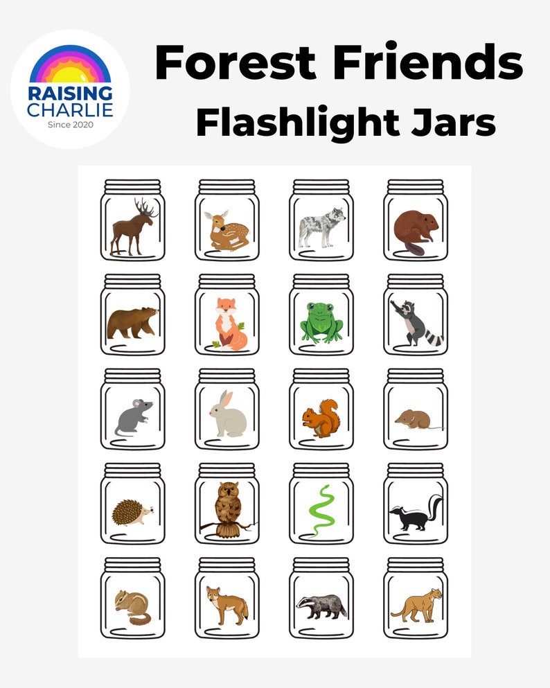 Forest Friends Flashlight Jars Printable Etsy