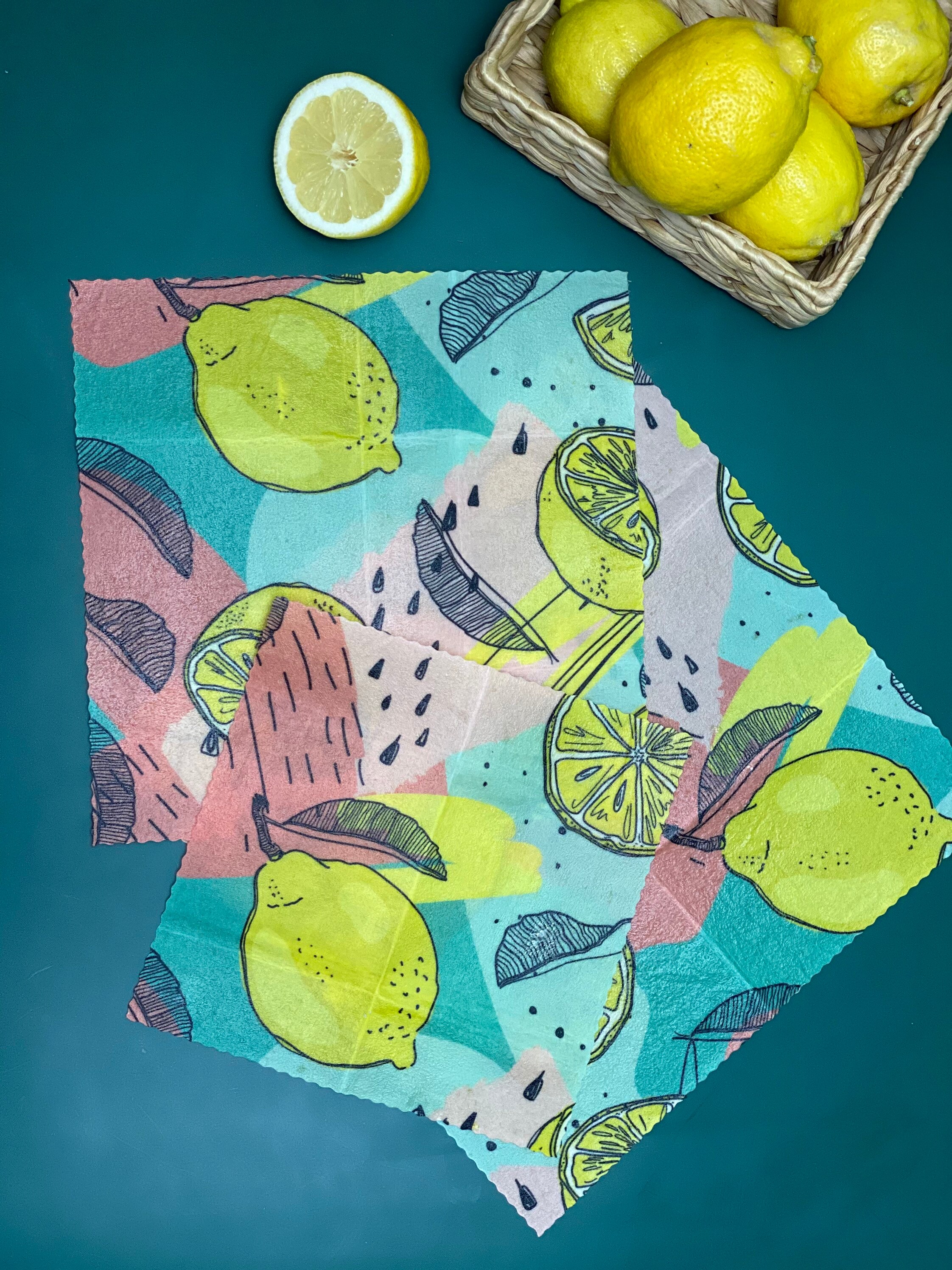 Vegan Wax Food Wraps, Zero Waste Kitchen Starter Kit Set of 3 SML