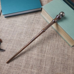 Wood Wand - Acacia 13 1/8" with Bronze Pommel, Handmade Wooden Magic Wand, One-of-a Kind Original Design