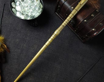 Varita de madera de álamo de 15 5/8", varita mágica de madera hecha a mano, diseño original único