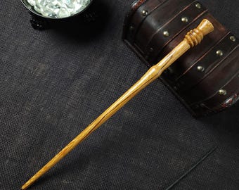 Varita de madera de cebra de 34 cm. Varita mágica de madera hecha a mano. Diseño original único.