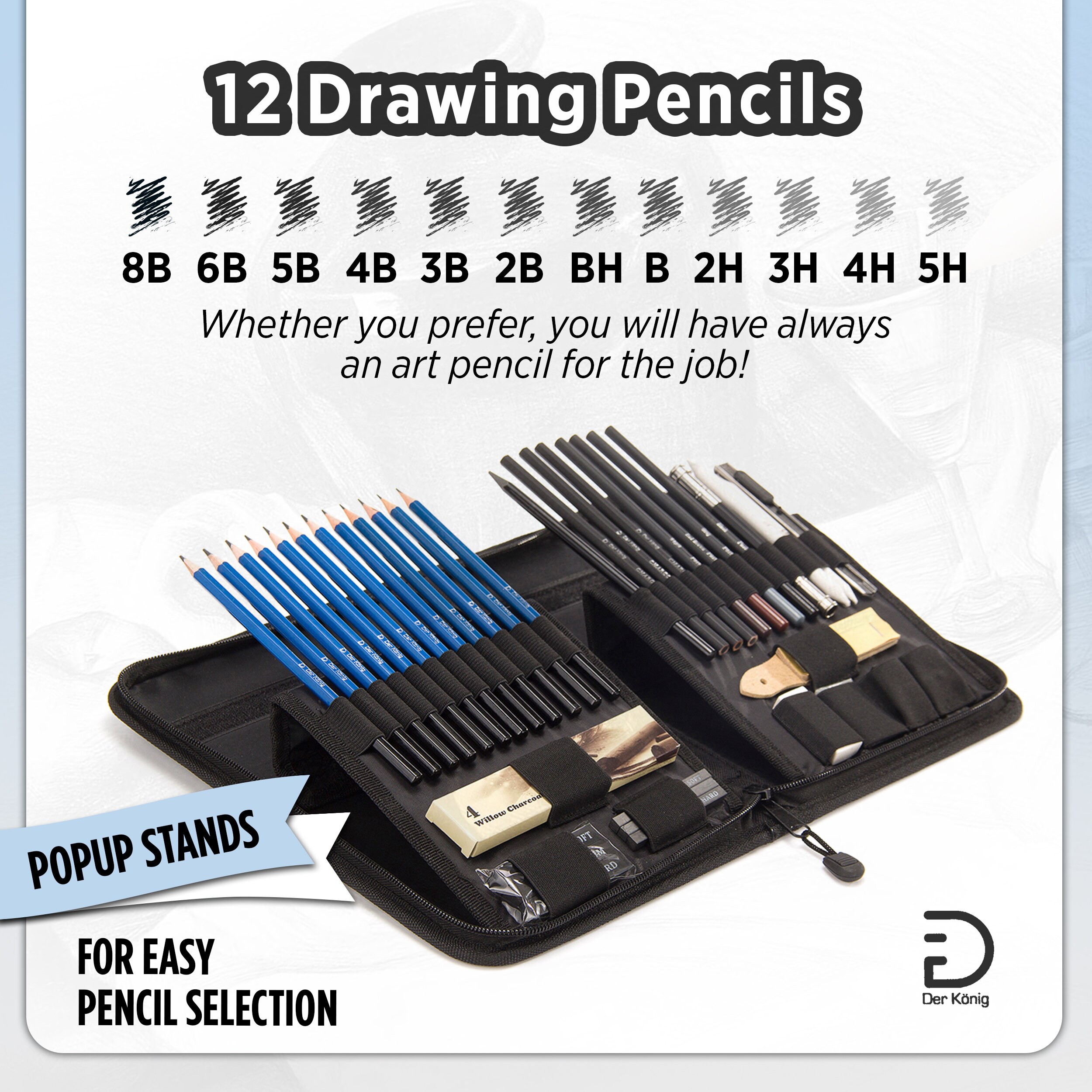 Drawing Pencils Set, 51 Pack Professional Sketch Pencil Set in