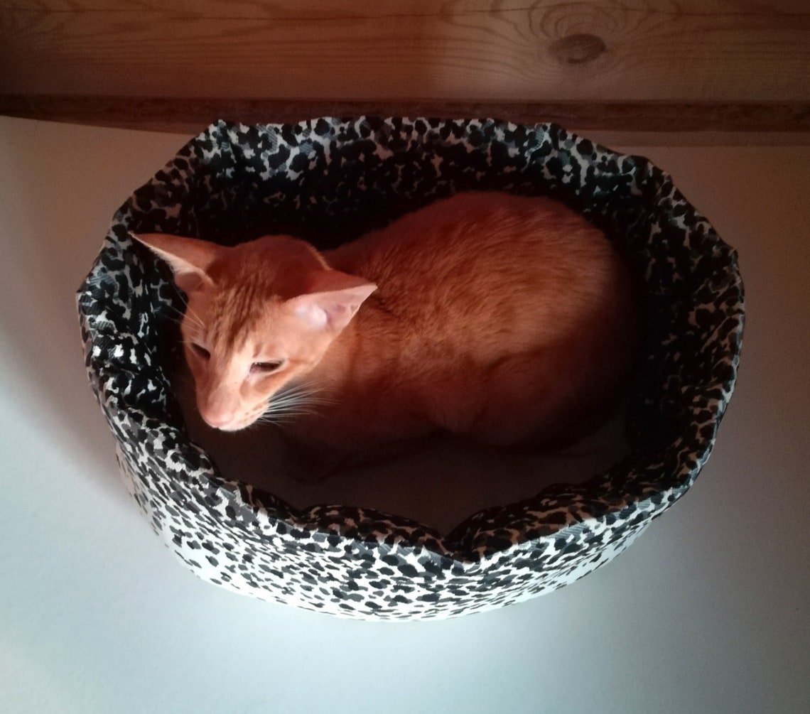 Leopard print cat bed cat cave small dog bed bright cat Etsy