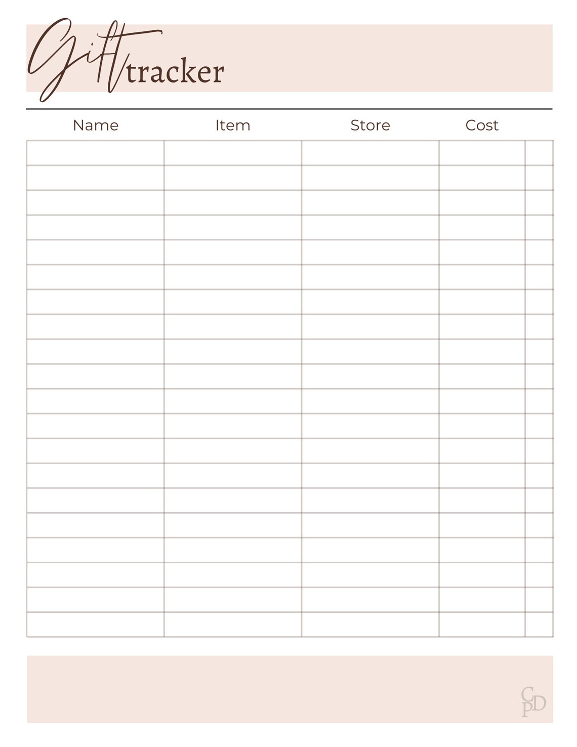 Gift Tracker Template All 5 Colors Etsy
