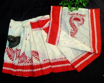Hand Painted Ready Saree for kids pure cotton saree for bengali traditional saree for baby
