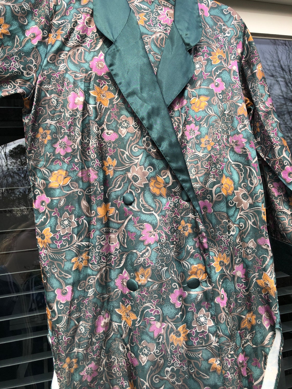 green floral robe