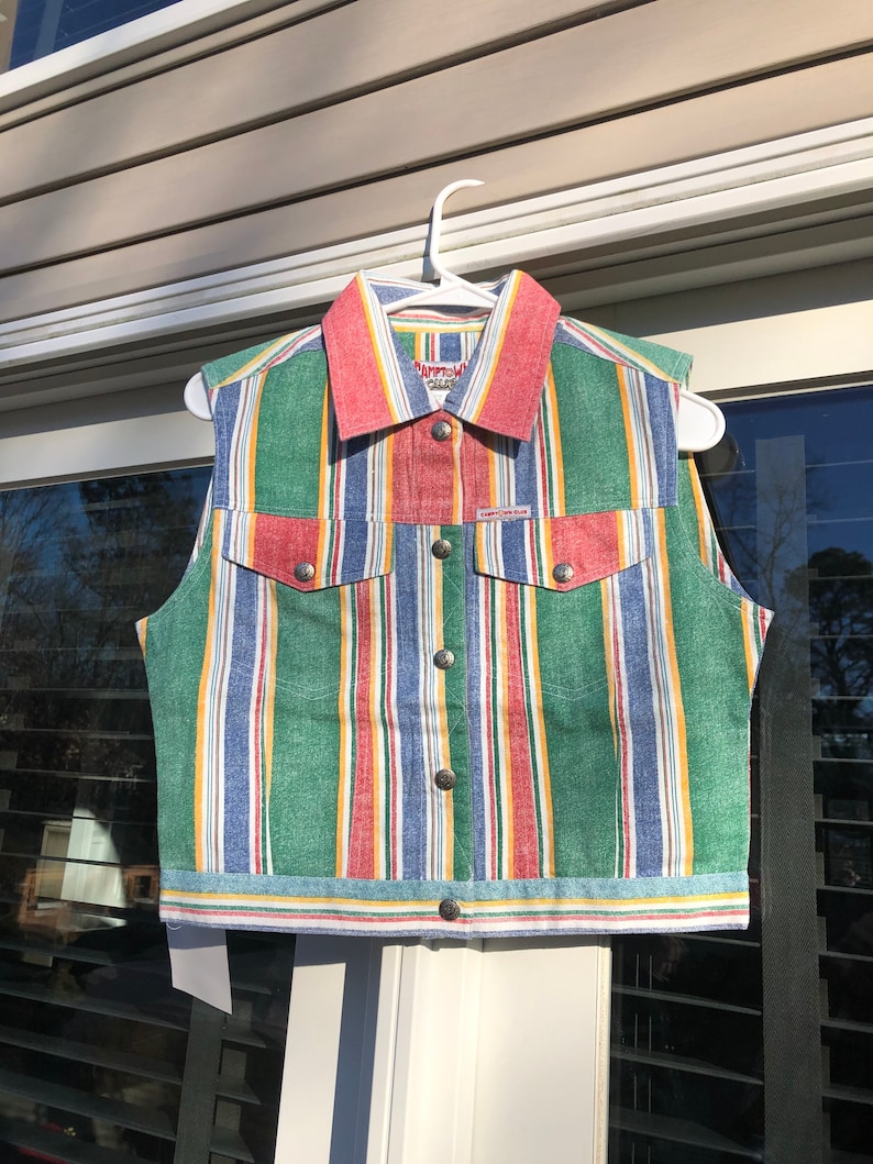 Vintage 80s Camptown Club Vest Green Blue Vest Vintage Shirt 80s Fashion Vintage Top 80s Vest New With Tags