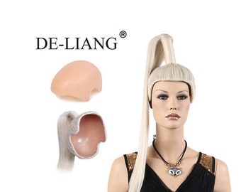 DE-LIANG Fashional Female Mannequin's Wig, Handmade Head Mannequin,High Ponytail for Window Manikin Head Decorate,Luxury Wigs, Cosplay Wig