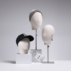 Clearance Sales Mannequin Head, Linen Suede Female Mannequin Hat block ,Metal Hat Holder, High-grade Rack Accessories for Hair Boutique