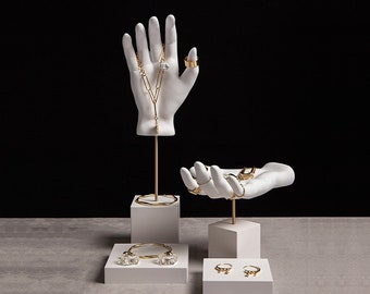 Luxury Jewelry Display Props,Creative Hand Mannequin for Ring Necklace Collectible,Handmade Earrings Storage Rack for Boutique Store Display