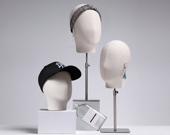 Clearance Sales Mannequin Head, Linen Suede Female Mannequin Hat block ,Metal Hat Holder, High-grade Rack Accessories for Hair Boutique