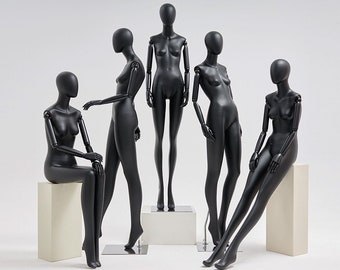 Manichino in fibra di vetro laccato nero: espositore per matrimonio a figura intera