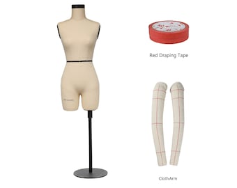 DL262 Size 6-8-10-12-14-16 Half scale dress form, mini sewing tailor mannequin, female dressmaker dummy, draping tape 150 meters,soft arms