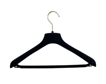 DE-LIANG Luxury Black Velvet Hanger,Coat Flocking Clothing Hanger, Clothing Display Rack, Bottom Clip Pant clothing hanger Non-slip,3 styles