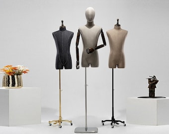 2 Pack Mannelijke Mannequin Torso met Stand Jurk Vorm T-shirt Display Aanrecht Hollow Back Body met Metalen Pole & Opknoping Haak S-M Kleding Maten Wit