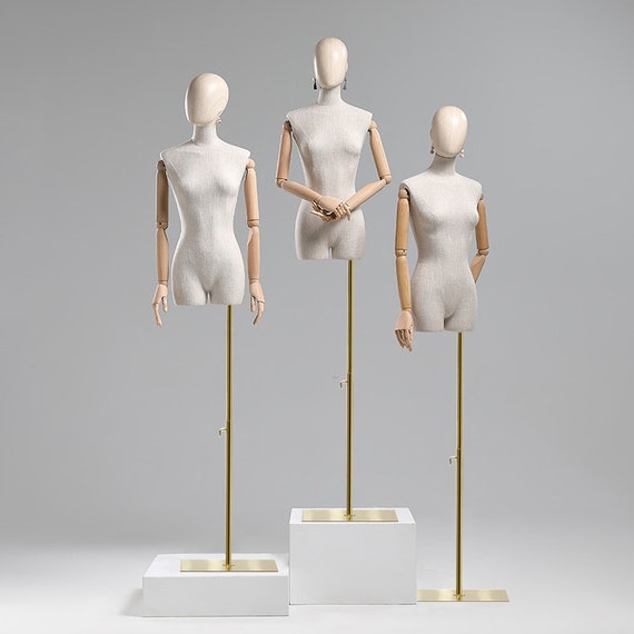 3/4 GOLD FEMALE MANNEQUIN DISPLAY HALF BODY WITH CHROME STAND TABLE TOP 3/4 GOLD FEMALE MANNEQUIN DISPLAY HALF BODY WITH CHROME STAND TABLE TOP