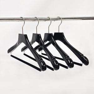 Black Lotus Wood Clothes Hangers with Round Hook - Set of 50