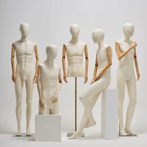 Luxury Male Mannequin: Linen Torso with Wooden Arms