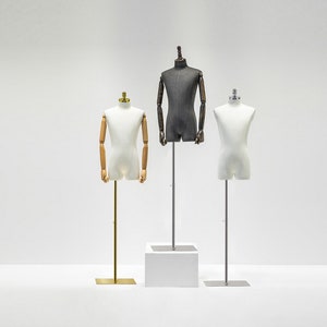 Male Mannequin Torso: Sand Washed Fabric Display with Metal Base