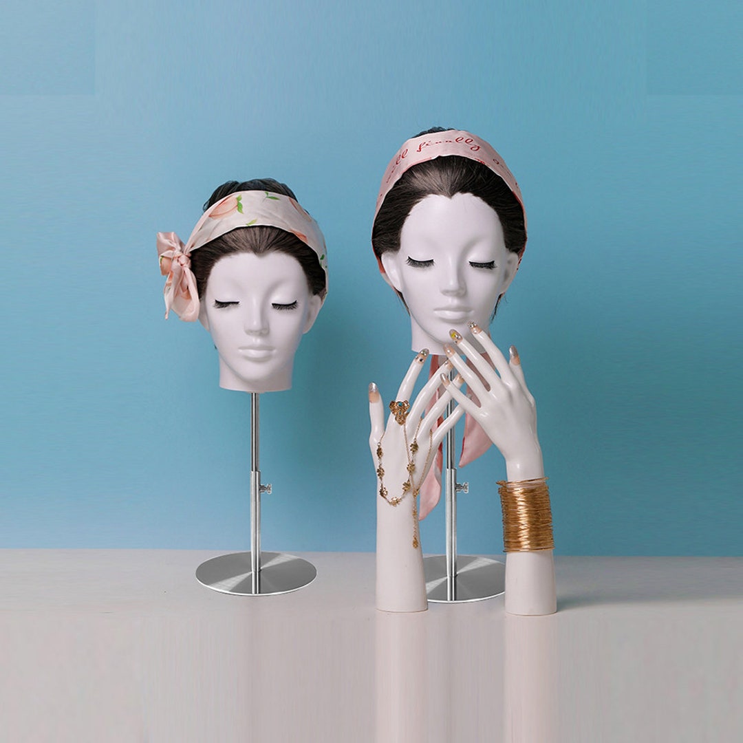 Luxury Female Display Head Dress Form,velvet Fabric Mannequin Head Display ,manikin  Head Dummy Wig Head Stand,hair Headband Hat Display Rack 