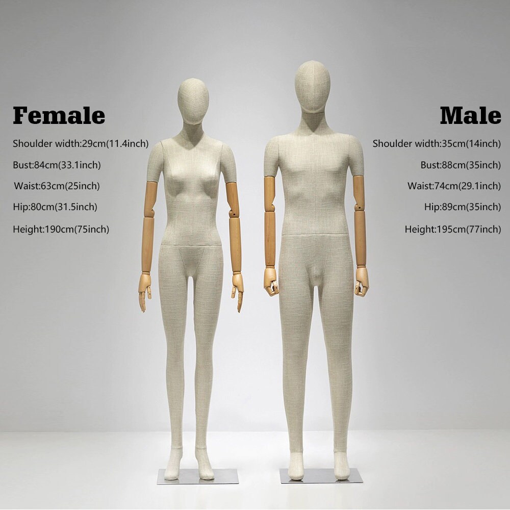 リネン全身マネキン：木製の腕を持つ女性用ドレスフォーム - Etsy 日本