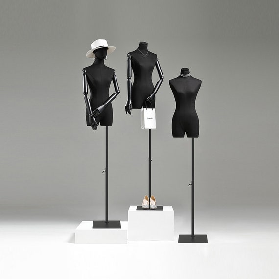 Clearance Sale Female Mannequin, Black Half Body Dress Form,adjustable  Clothing Manikin Torso Props,fashion Display Model With Black Base 