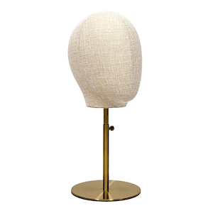 Bambbo Liene Adjustable Male & Female Mannequin Head with Gold Base, Fully Pinnable and Foam Head Display Props for Wigs Jewerlys Hats,1pcs