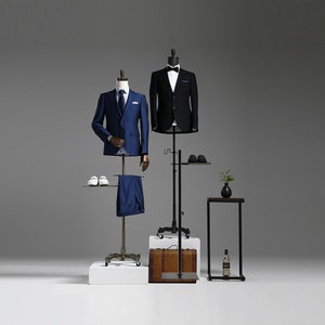 Canvas Men&#39;s Mannequin: Half Body Black Fabric Display