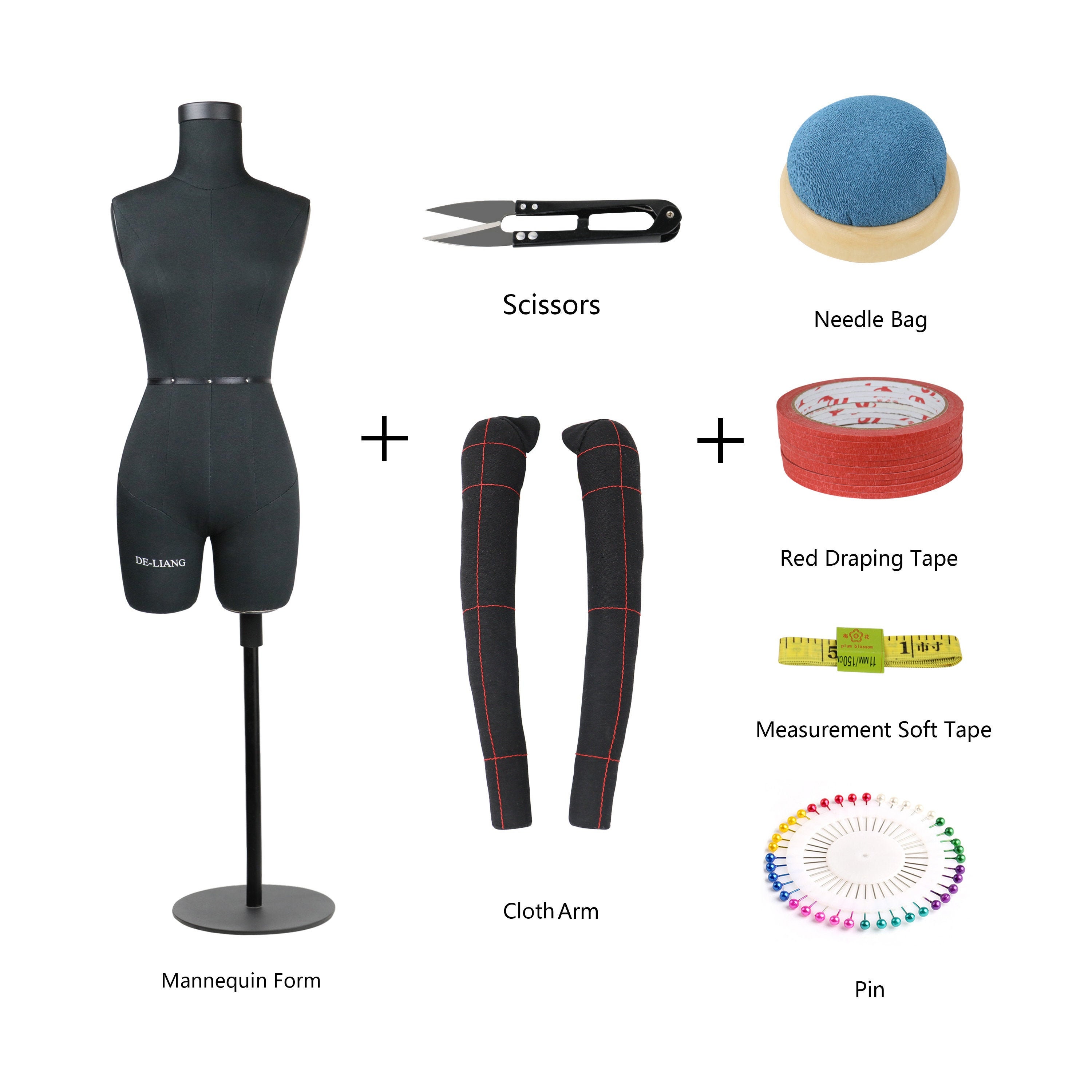 10Pcs Draping Tape Mannequin Masking Tape Self-Adhesive Dress Form Black