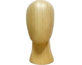 Engineered wood Mannequin Head: Natural Wood Display for Hats, Headphones