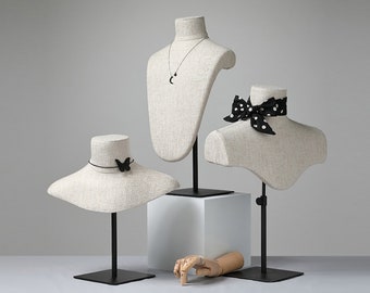 Adjustable Height Jewelry Display Bust: Necklace, Scarf Organizer