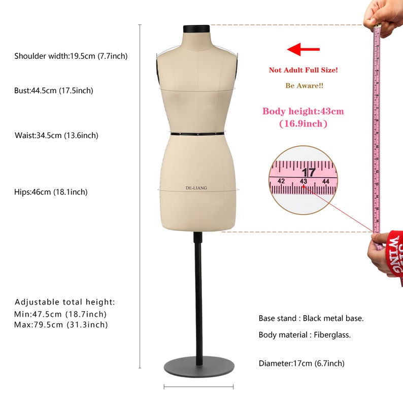 Half Scale Dress Form Mini Female Mannequin With Soft Etsy