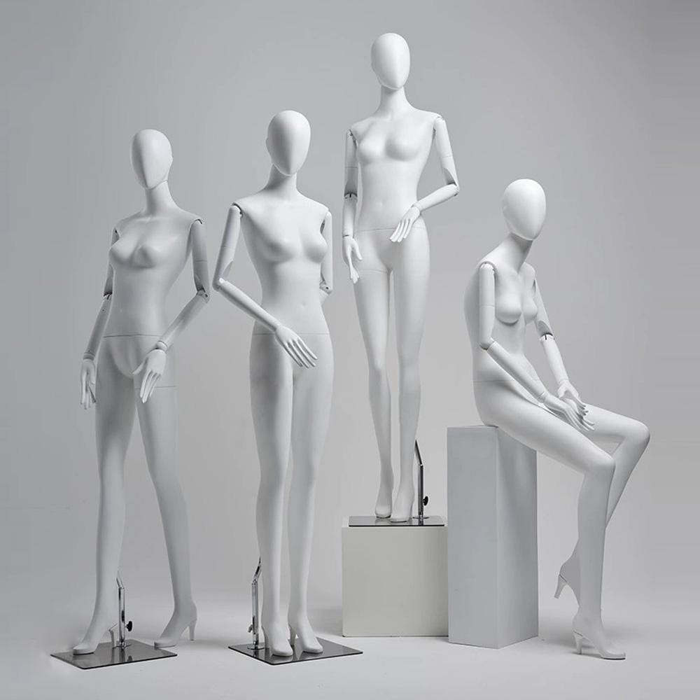 Luxury White Fiberglass Full Body Mannequin*1pcs Female Dress Form Display,Manikin Torso Stand for Retail Clothing,with removable high heel