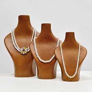 Wooden Necklace Display Stand: Antique Style Jewelry Bust