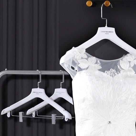 DE-LIANG White Velvet Plastic Hanger for Coat Pants Trouser, Men Woman  Wedding Dress Bridal Veil Clothing Hanger, Velvet Hanger Customize -   Hong Kong