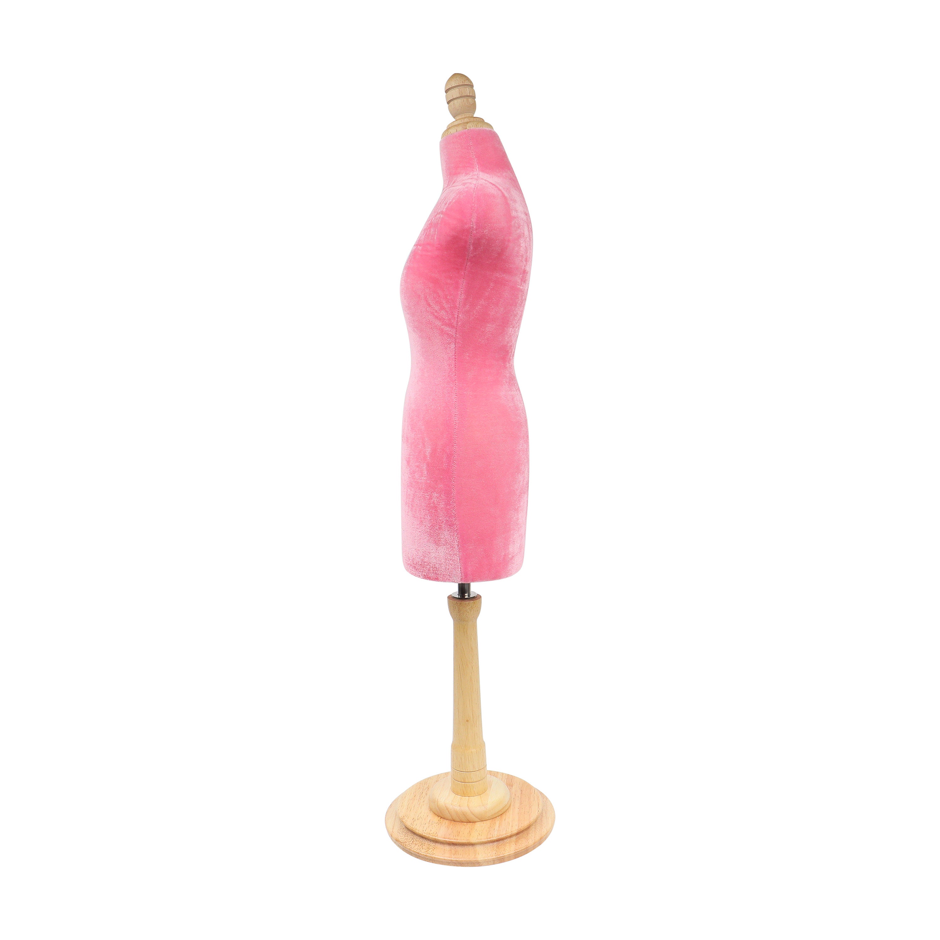 DL803 Half Scale Mini Dress Form Pink Velvet Mannequin Miniature Dressmaker  Dummy for Sewing, Jewelry Display Stand Holder Model With Wooden 
