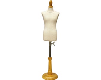1/4 Scale Male Dress Form: Pinnable Mini Mannequin with Wooden Base