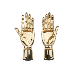Fashion Electroplating Hand Mannequin,Female Plated Golden Left and Right Hand Model Props,Movable Fingers for Jewelry Display,Ring Holder image 3