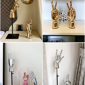 Fashion Electroplating Hand Mannequin,Female Plated Golden Left and Right Hand Model Props,Movable Fingers for Jewelry Display,Ring Holder image 10