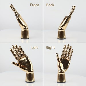 Fashion Electroplating Hand Mannequin,Female Plated Golden Left and Right Hand Model Props,Movable Fingers for Jewelry Display,Ring Holder image 7