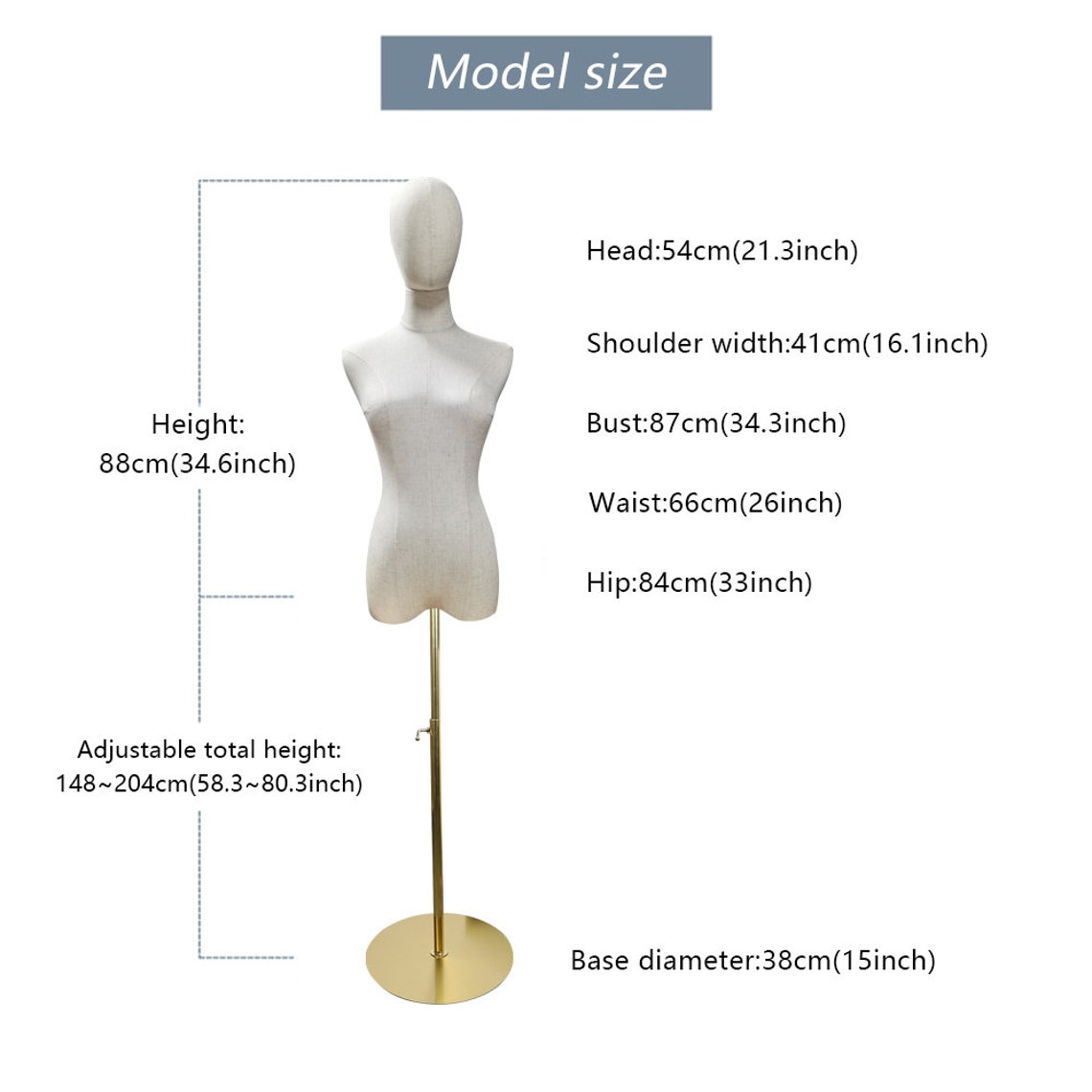 Adjustable Height Canvas Female MannequinHalf Body Mannequin Etsy